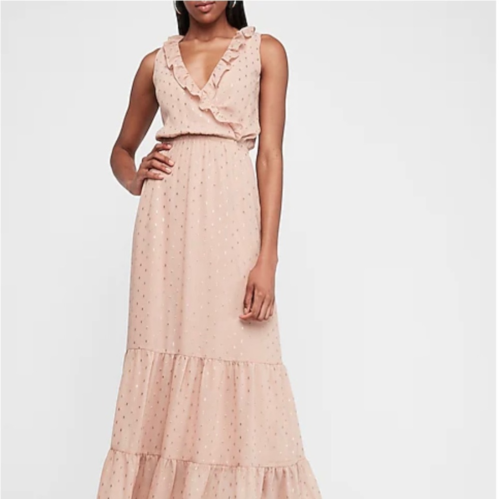 NEVER WORN- M- EXPRESS Pink Metallic Maxi Dress - Picture 7 of 7